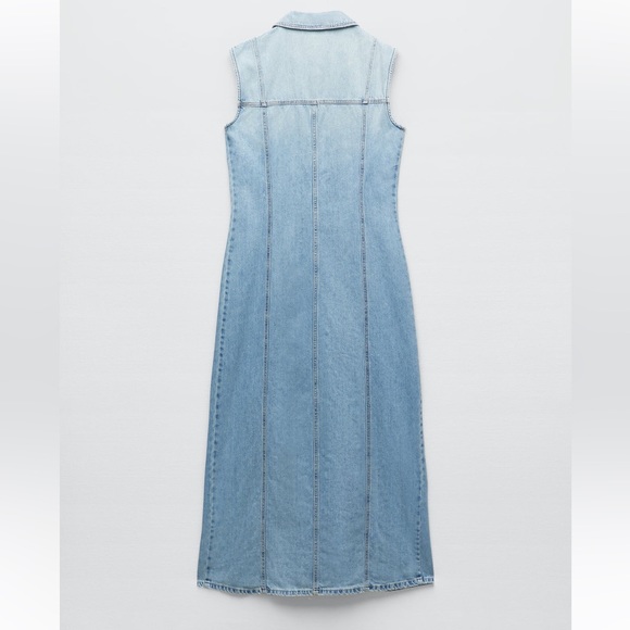 Zara Denim Maxi Dress NWT Size Medium - Picture 9 of 13
